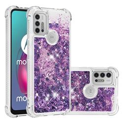 Dynamic Liquid Glitter Sand Quicksand Star TPU Case for Motorola Moto G30 - Purple