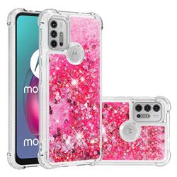 Dynamic Liquid Glitter Sand Quicksand TPU Case for Motorola Moto G30 - Pink Love Heart