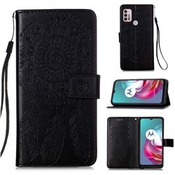 Embossing Dream Catcher Mandala Flower Leather Wallet Case for Motorola Moto G30 - Black