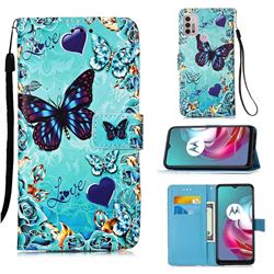Love Butterfly Matte Leather Wallet Phone Case for Motorola Moto G30