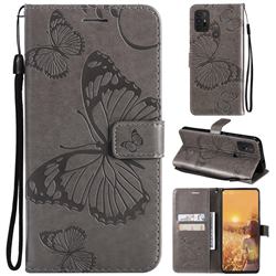 Embossing 3D Butterfly Leather Wallet Case for Motorola Moto G30 - Gray