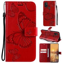 Embossing 3D Butterfly Leather Wallet Case for Motorola Moto G30 - Red