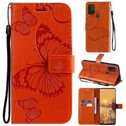 Embossing 3D Butterfly Leather Wallet Case for Motorola Moto G30 - Orange