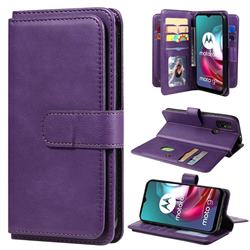 Multi-function Ten Card Slots and Photo Frame PU Leather Wallet Phone Case Cover for Motorola Moto G30 - Violet