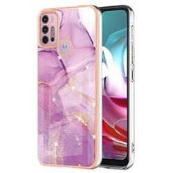Dream Violet Electroplated Gold Frame 2.0 Thickness Plating Marble IMD Soft Back Cover for Motorola Moto G30