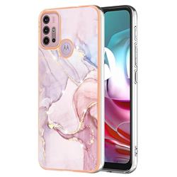 Rose Gold Dancing Electroplated Gold Frame 2.0 Thickness Plating Marble IMD Soft Back Cover for Motorola Moto G30