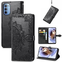 Embossing Imprint Mandala Flower Leather Wallet Case for Motorola Moto G31 G41 - Black