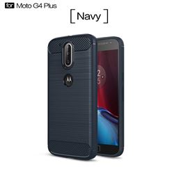 Luxury Carbon Fiber Brushed Wire Drawing Silicone TPU Back Cover for Motorola Moto G4 G4 Plus (Navy)