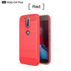 Luxury Carbon Fiber Brushed Wire Drawing Silicone TPU Back Cover for Motorola Moto G4 G4 Plus (Red)