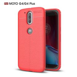 Luxury Auto Focus Litchi Texture Silicone TPU Back Cover for Motorola Moto G4 G4 Plus - Red