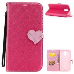 Symphony Checkered Dual Color PU Heart Leather Wallet Case for Motorola Moto G4 G4 Plus - Rose