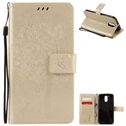 Embossing Butterfly Tree Leather Wallet Case for Motorola Moto G4 G4 Plus - Champagne