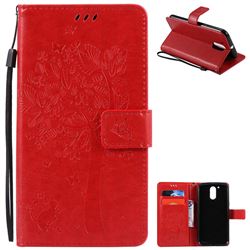 Embossing Butterfly Tree Leather Wallet Case for Motorola Moto G4 G4 Plus - Red