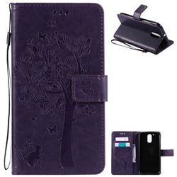 Embossing Butterfly Tree Leather Wallet Case for Motorola Moto G4 G4 Plus - Purple