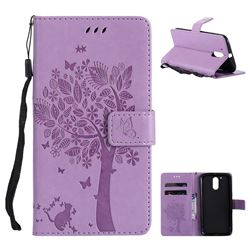 Embossing Butterfly Tree Leather Wallet Case for Motorola Moto G4 G4 Plus - Violet