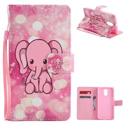 Pink Elephant PU Leather Wallet Case for Motorola Moto G4 G4 Plus