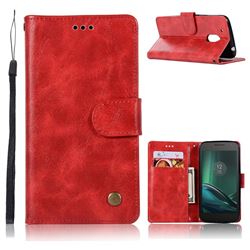 Luxury Retro Leather Wallet Case for Motorola Moto G4 G4 Plus - Red