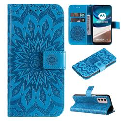 Embossing Sunflower Leather Wallet Case for Motorola Moto G42 - Blue