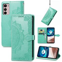 Embossing Imprint Mandala Flower Leather Wallet Case for Motorola Moto G42 - Green