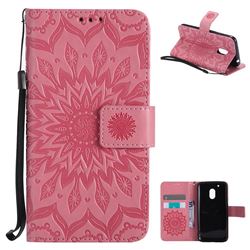 Embossing Sunflower Leather Wallet Case for Motorola Moto G4 Play - Pink
