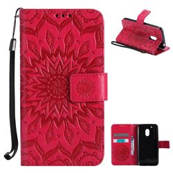 Embossing Sunflower Leather Wallet Case for Motorola Moto G4 Play - Red