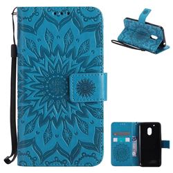 Embossing Sunflower Leather Wallet Case for Motorola Moto G4 Play - Blue