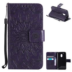 Embossing Sunflower Leather Wallet Case for Motorola Moto G4 Play - Purple