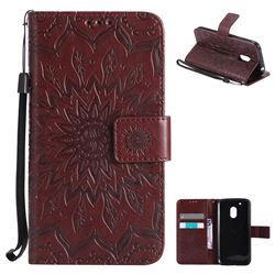 Embossing Sunflower Leather Wallet Case for Motorola Moto G4 Play - Brown