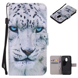 White Leopard PU Leather Wallet Case for Motorola Moto G4 Play
