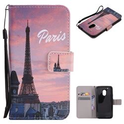 Paris Eiffel Tower PU Leather Wallet Case for Motorola Moto G4 Play