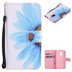Blue Sunflower PU Leather Wallet Case for Motorola Moto G4 Play