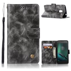 Luxury Retro Leather Wallet Case for Motorola Moto G4 Play - Gray