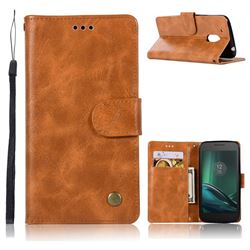 Luxury Retro Leather Wallet Case for Motorola Moto G4 Play - Golden