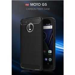 Luxury Carbon Fiber Brushed Wire Drawing Silicone TPU Back Cover for Motorola Moto G5 (Black)
