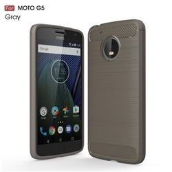 Luxury Carbon Fiber Brushed Wire Drawing Silicone TPU Back Cover for Motorola Moto G5 (Gray)