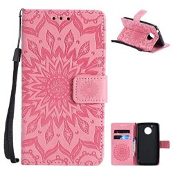 Embossing Sunflower Leather Wallet Case for Motorola Moto G5 - Pink