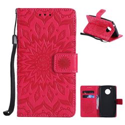 Embossing Sunflower Leather Wallet Case for Motorola Moto G5 - Red