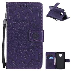 Embossing Sunflower Leather Wallet Case for Motorola Moto G5 - Purple