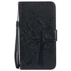 Embossing Butterfly Tree Leather Wallet Case for Motorola Moto G5 - Black