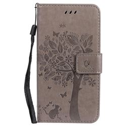 Embossing Butterfly Tree Leather Wallet Case for Motorola Moto G5 - Grey