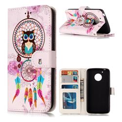 Wind Chimes Owl 3D Relief Oil PU Leather Wallet Case for Motorola Moto G5