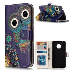 Folk Owl 3D Relief Oil PU Leather Wallet Case for Motorola Moto G5