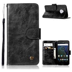 Luxury Retro Leather Wallet Case for Motorola Moto G5 - Black