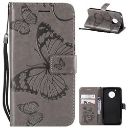 Embossing 3D Butterfly Leather Wallet Case for Motorola Moto G5 - Gray