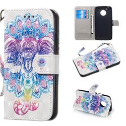 Colorful Elephant 3D Painted Leather Wallet Phone Case for Motorola Moto G5