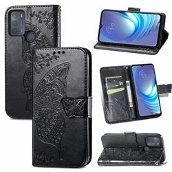 Embossing Mandala Flower Butterfly Leather Wallet Case for Motorola Moto G50 - Black