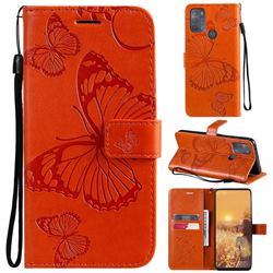 Embossing 3D Butterfly Leather Wallet Case for Motorola Moto G50 - Orange