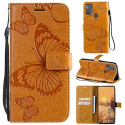 Embossing 3D Butterfly Leather Wallet Case for Motorola Moto G50 - Yellow