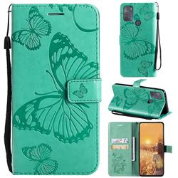 Embossing 3D Butterfly Leather Wallet Case for Motorola Moto G50 - Green