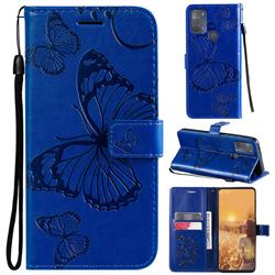 Embossing 3D Butterfly Leather Wallet Case for Motorola Moto G50 - Blue
